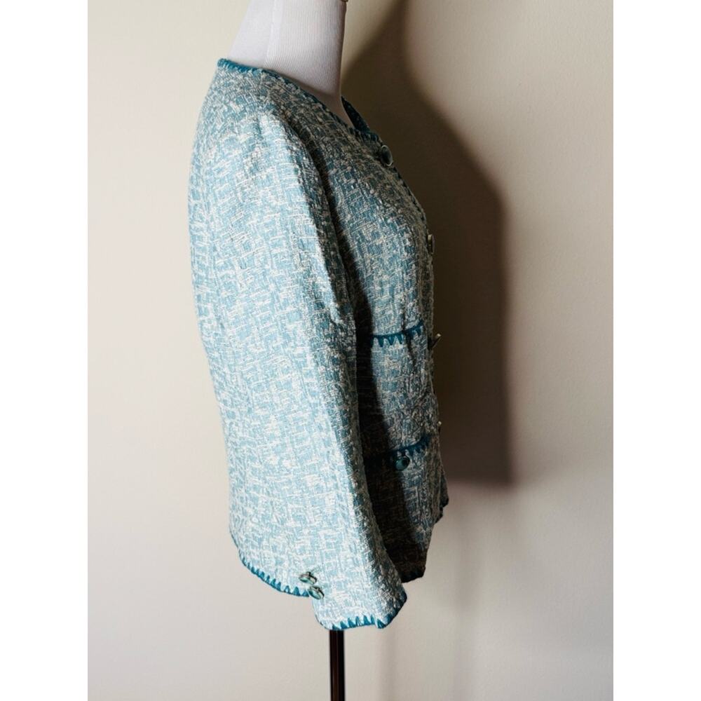 Zara Light Blue Embroidered Jacquard Jacket - Picture 5 of 7